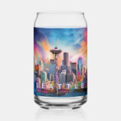 Colorful Seattle Skyline Blikvorm Glas (Voorkant)