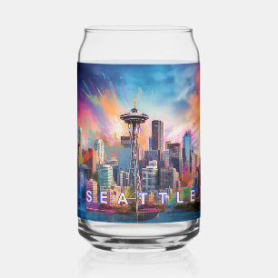 Colorful Seattle Skyline Blikvorm Glas