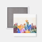 Colorful Seattle Skyline Magneet (Voorkant / Achterkant)