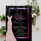 Colorful Sequins Rose Gold Dress 60th Birthday Kaart