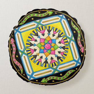 Colorful Serpent Mandala – Hand Drawn Runde Kissen Rond Kussen