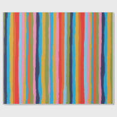Colorful Serrate Stripes Painted Boho Pattern Cadeaupapier (Vlak)