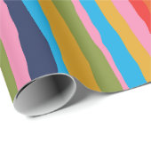 Colorful Serrate Stripes Painted Boho Pattern Cadeaupapier (Rol Hoek)