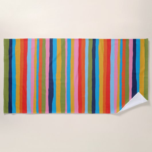 Colorful Serrate Stripes Painted Boho Pattern Strandlaken (Voorkant)
