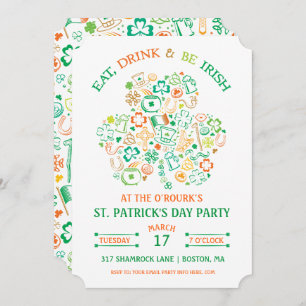 Colorful Shamrock St. Patrick's Day Invitation Kaart