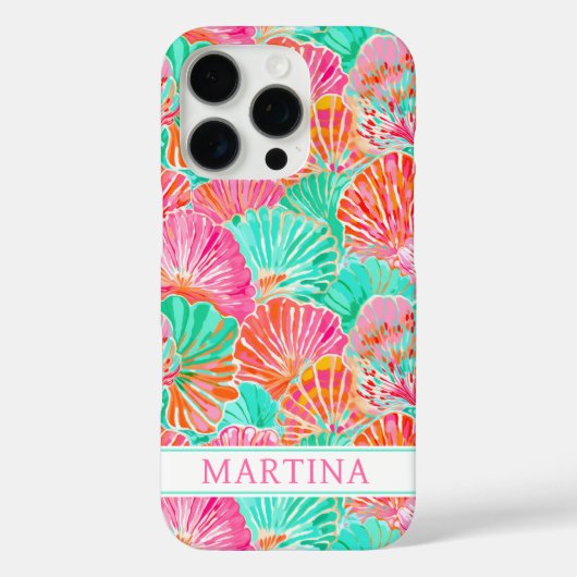Colorful Shells Monogrammed Case-Mate iPhone Case (Achterkant)