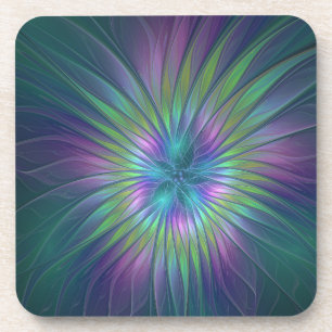 Colorful Shiny Fantasy Flower Abstract Fractal Art Bier Onderzetter