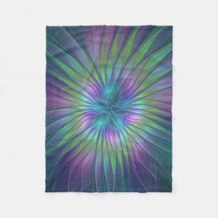 Colorful Shiny Fantasy Flower Abstract Fractal Art Fleece Deken