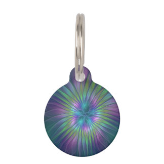 Colorful Shiny Fantasy Flower Abstract Fractal Art Huisdierpenning