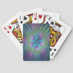 Colorful Shiny Fantasy Flower Abstract Fractal Art Pokerkaarten
