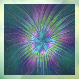 Colorful Shiny Fantasy Flower Abstract Fractal Art Raamsticker