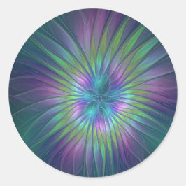Colorful Shiny Fantasy Flower Abstract Fractal Art Ronde Sticker