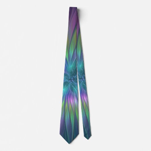 Colorful Shiny Fantasy Flower Abstract Fractal Art Stropdas (Voorkant)