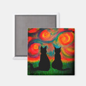 Colorful Silhouette Cat Magnet Magneet (Voorkant / Achterkant)