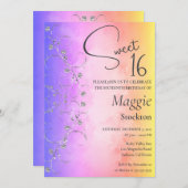 Colorful Silver Border Sweet 16 Invitation (Devant / Derrière)