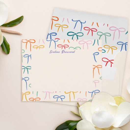Colorful Simple Bows Personal Stationery Notitiekaartje