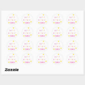 Colorful Simple Happy Birthday Round Sticker (Vel)