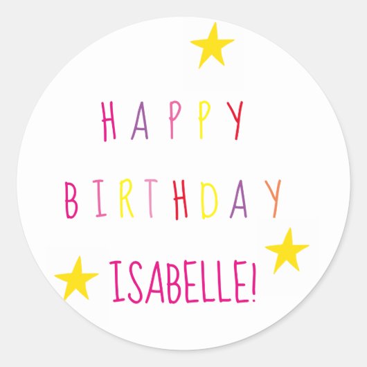 Colorful Simple Happy Birthday Round Sticker (Voorkant)