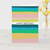Colorful Simple Stripes HAPPY BIRTHDAY CUSTOM Kaart (Gele Bloem)