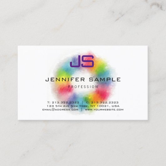 Colorful Sjabloon Moderne Monogram Professional Visitekaartje (Voorkant)