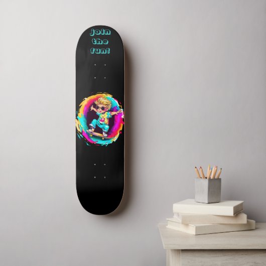 COLORFUL SKATER FUN! SKATEBOARD (Muurkunst)