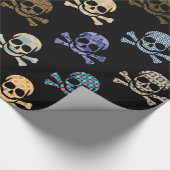 Colorful Skull & Crossbones Cadeaupapier (Hoek)
