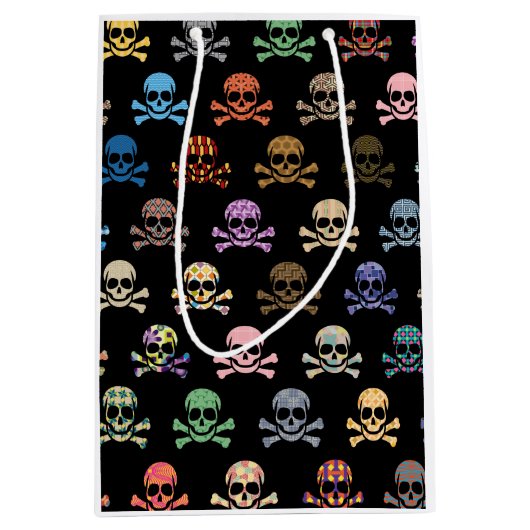 Colorful Skull & Crossbones Medium Cadeauzakje (Voorkant)