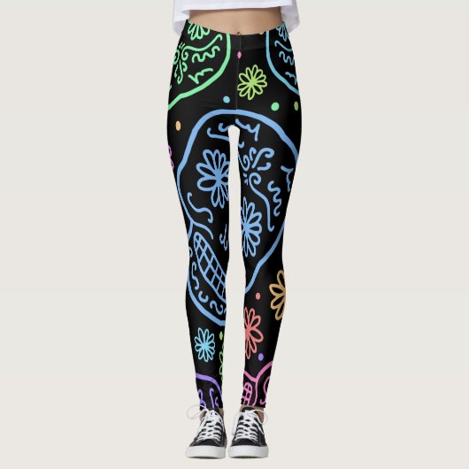 Colorful Skull Patroon Leggings (Voorkant)