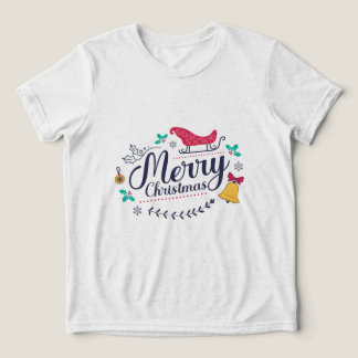 Colorful Sleigh and Bell Merry Christmas Festive T Tri-Blend Shirt