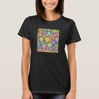 Colorful Smile Face Happy Flowers glimlachend gezi T-shirt