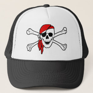 Colorful Smiling Pirate Skull en Crossbones Trucker Pet