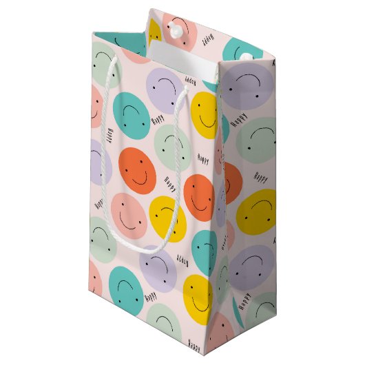 Colorful Smilling Happy Face Pattern Klein Cadeauzakje (Voorkant Gekanteld)