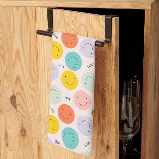 Colorful Smilling Happy Face Pattern Theedoek (Derde Gevouwen)