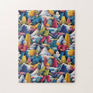 Colorful Snow Skiers Collage Legpuzzel