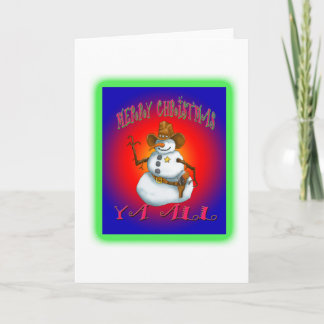 Colorful Snowman design western Howdy Feestdagen Kaart