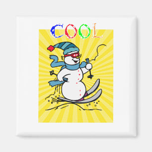 Colorful Snowman Skiing grappige snowman ski Magneet