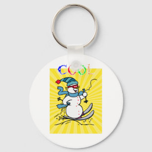 Colorful Snowman Skiing grappige snowman ski Sleutelhanger