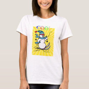 Colorful Snowman Skiing grappige snowman ski T-shirt