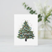 Colorful Snowy-kerstboom Briefkaart (Staand voorkant)