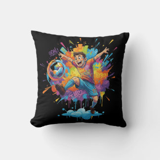 Colorful Soccer Boy Throw Pillow Kussen