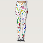 Colorful Soccer Players Patroon Leggings (Voorkant)