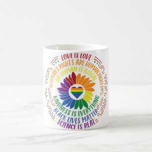 Colorful Social Justice Flower Word Art Koffiemok