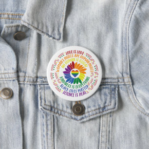 Colorful Social Justice Flower Word Art Ronde Button 7,6 Cm
