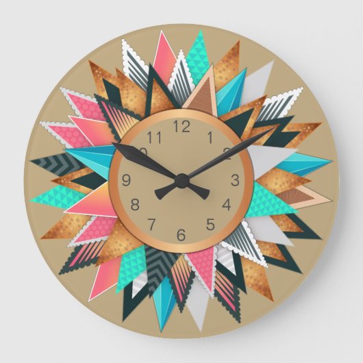 Colorful Southwestern Modern Geometric Pattern Grote Klok (Voorkant)
