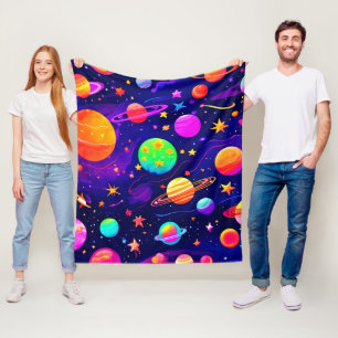 Colorful Space Patroon Fleece Deken