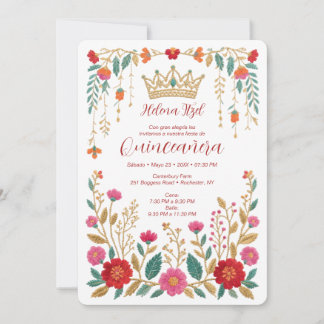 Colorful Spanish Mexican Quinces Floral Border Em Kaart