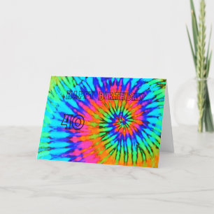 Colorful Spiral Tie Dye 40th Happy Birthday Kaart