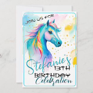 Colorful Spirit Pony 10 Anniversaire Invitation