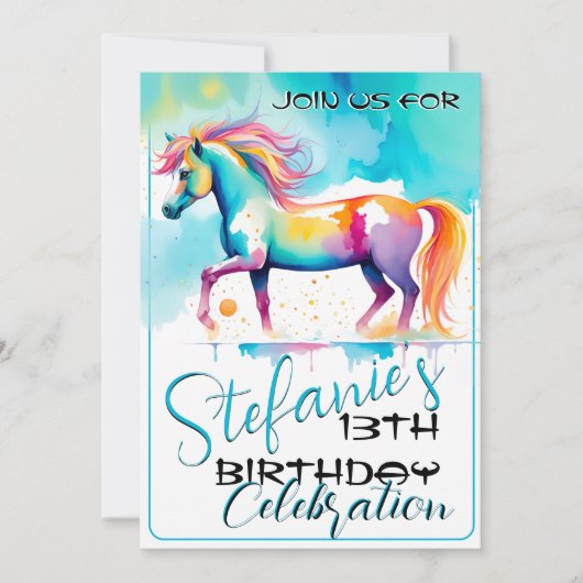 Colorful Spirit Pony 12 Anniversaire Invitation (Devant)