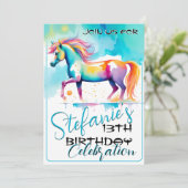 Colorful Spirit Pony 12 Anniversaire Invitation (Debout devant)